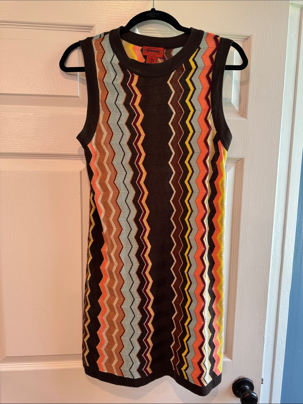 Missoni for Target Brown Zigzag Knit Mini Dress with Multicolor Stripes - Picture 2 of 4